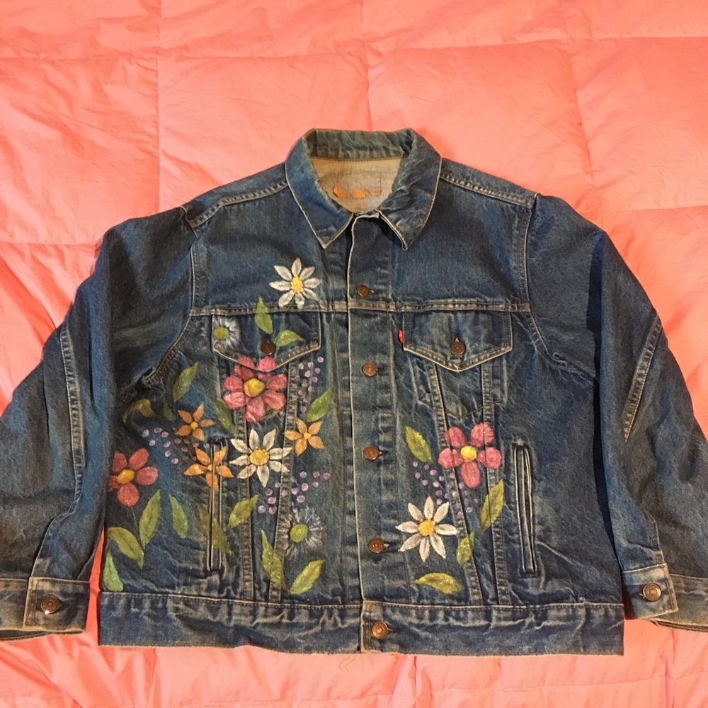 custom flower denim jacket